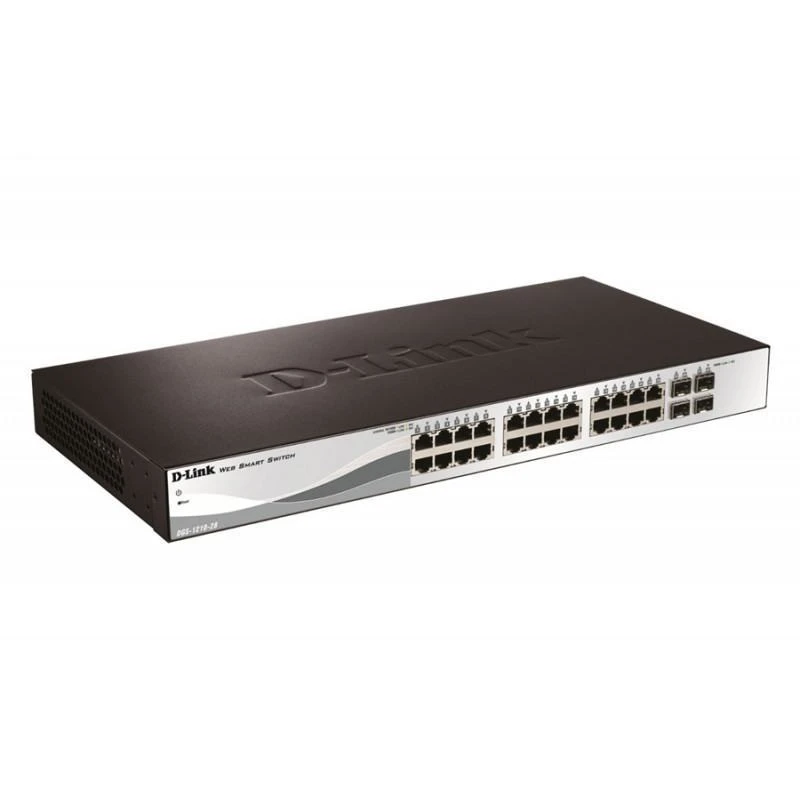 D-link DGS-1210-28MP Web Smart Switch 24-Port 10/100/1000BaseT PoE + 4 SFP Ports 370W PoE Budget - Linksolutions.ma