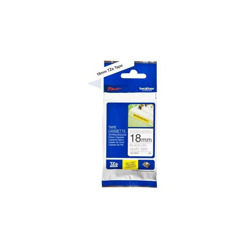 Brother TZeS241 Noire Sur Blanc Super Fort Laminat 18mm X 8m - Linksolutions.ma