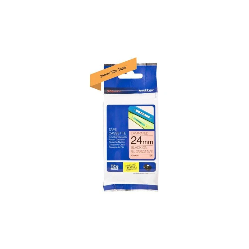 Brother TZeB51 Noire Sur Orange Laminat 24mm X 5m - Linksolutions.ma