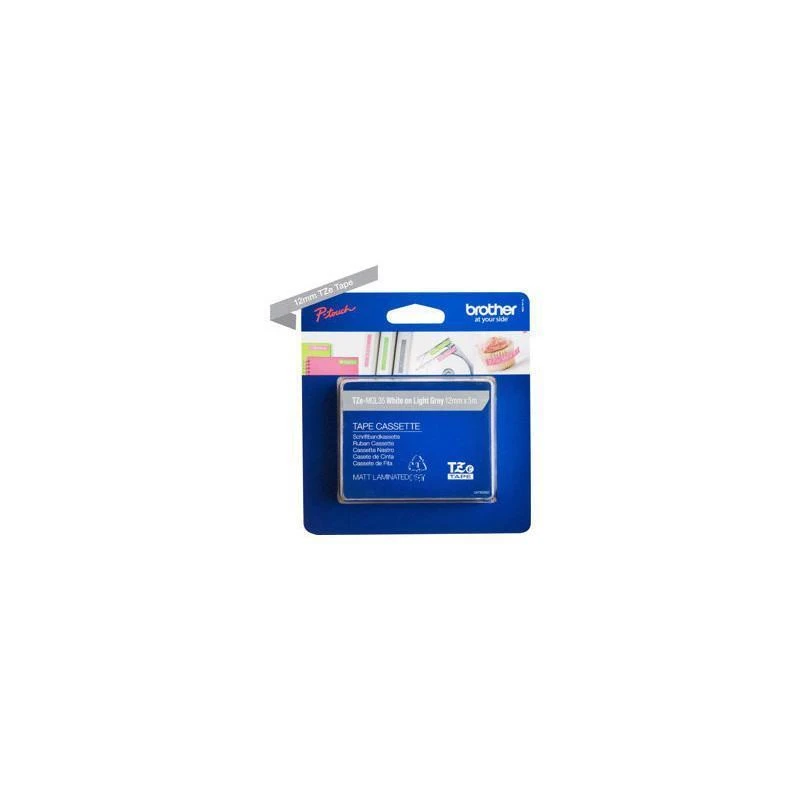 Brother TZeMQL35 P-Touch Blanc Sur Grise Laminat 12mm X 8m - Linksolutions.ma