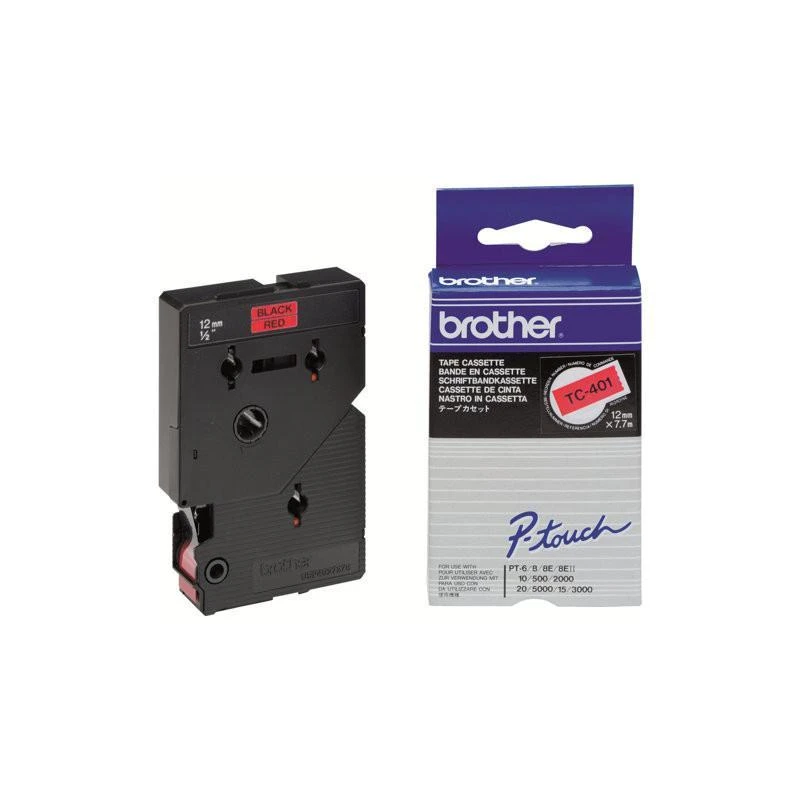 Brother TC401 P-Touch Noire Sur Rouge 12mm X 7m - Linksolutions.ma