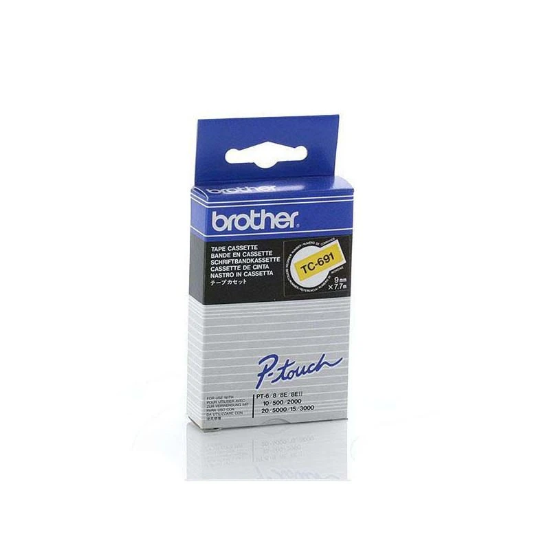 Brother TC691 P-Touch Noire Sur Jaune 9mm X 7m - Linksolutions.ma