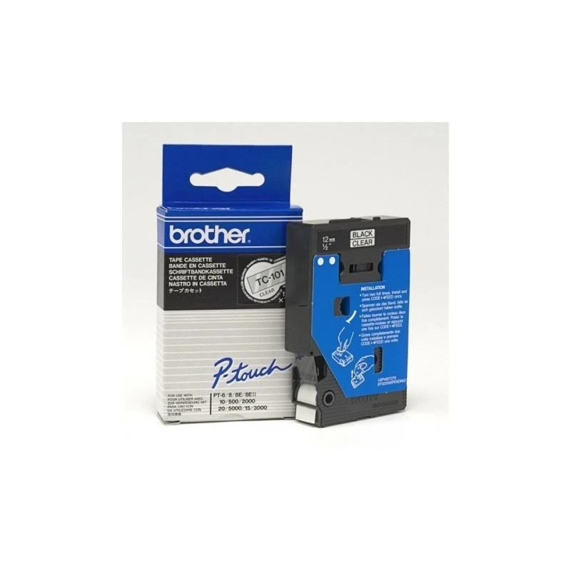 Brother TC101 P-Touch Noire Sur Transparent 12mm X 7m - Linksolutions.ma