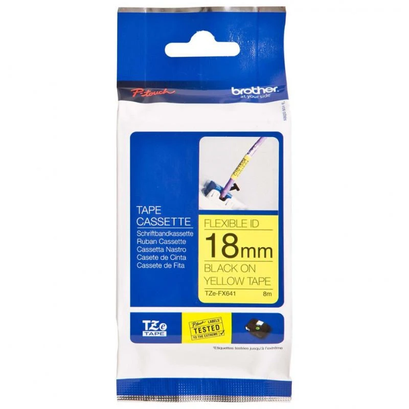 Brother TZeFX641 Noire Sur Jaune 18mm - Linksolutions.ma