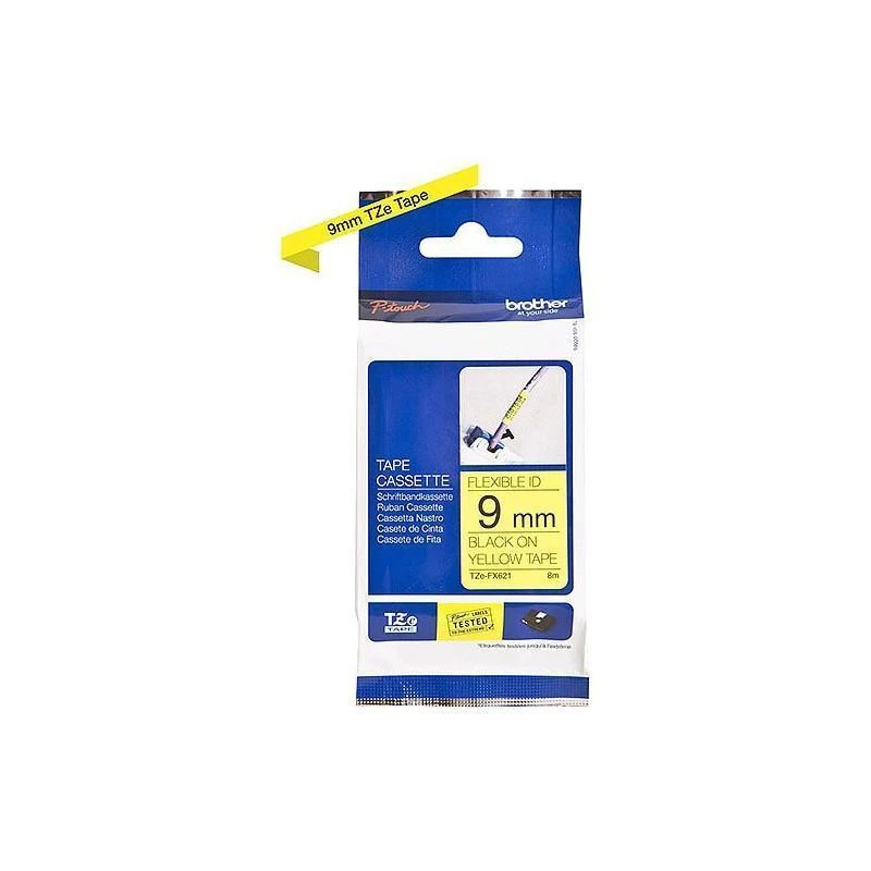 Brother TZeFX621 Noire Sur Jaune Laminat 9mm X 8m - Linksolutions.ma