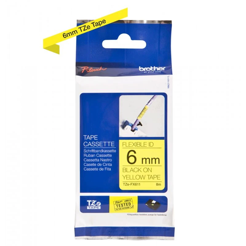 Brother TZeFX611 Noire Sur Jaune Laminat 6mm X 8m - Linksolutions.ma