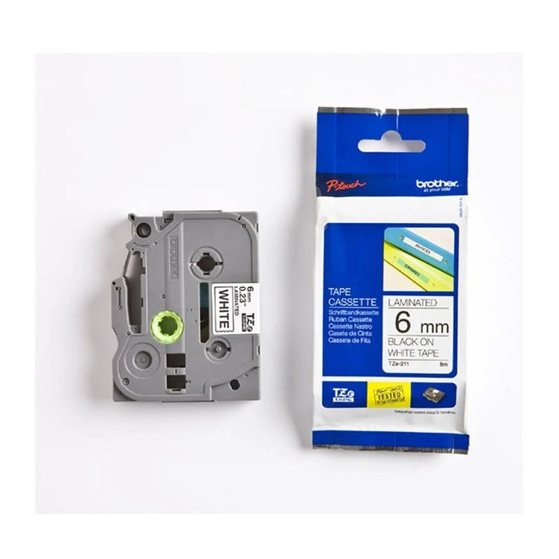 Brother TZeN211 Ruban Noir Sur Blanc 9mm - Linksolutions.ma
