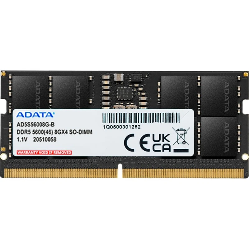 Barrette mémoire Adata SO-DIMM 8GB DDR5-5600MHz Pour PC Portable (AD5S56008G-S)
