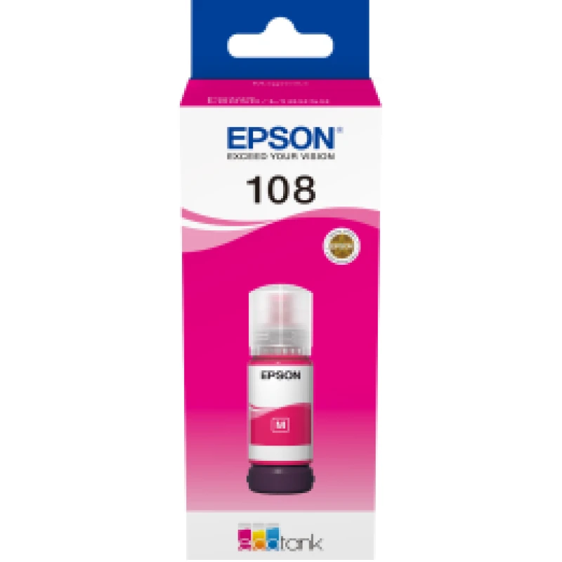 Bouteille d'encre Epson 108 Magenta EcoTank Origine (C13T09C34A)
