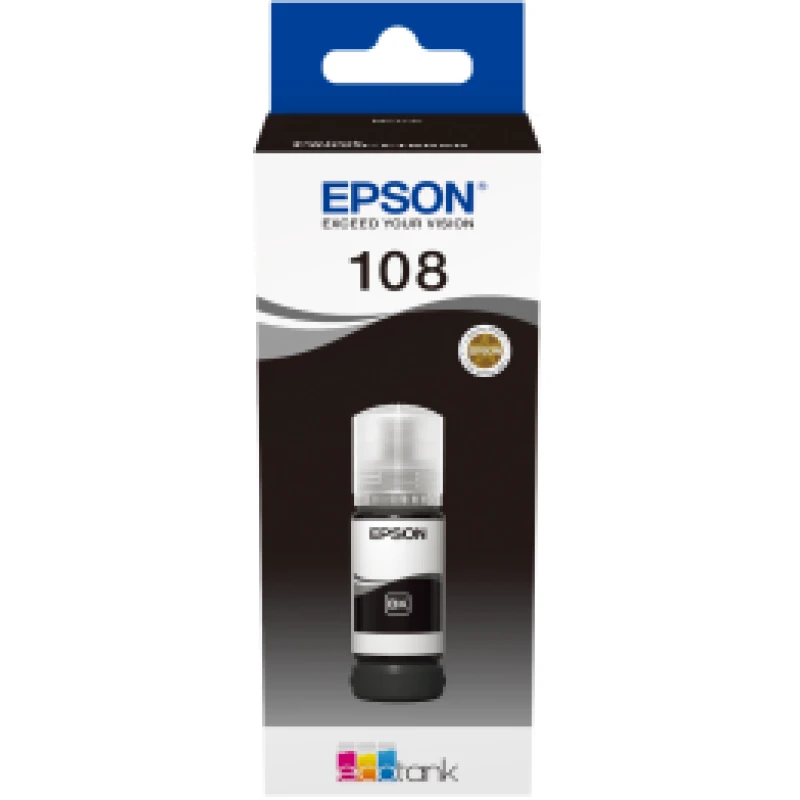 Bouteille d'encre Epson 108 Noir EcoTank Origine (C13T09C14A)