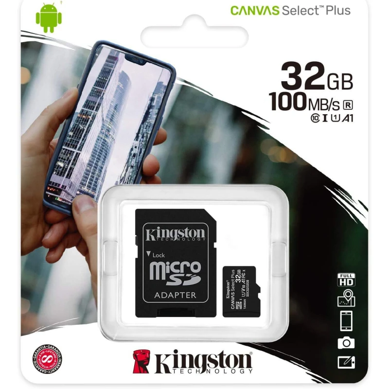 Carte mémoire Kingston Canvas Select Plus 32Go MicroSDHC UHS-I (SDCS2/32GB)