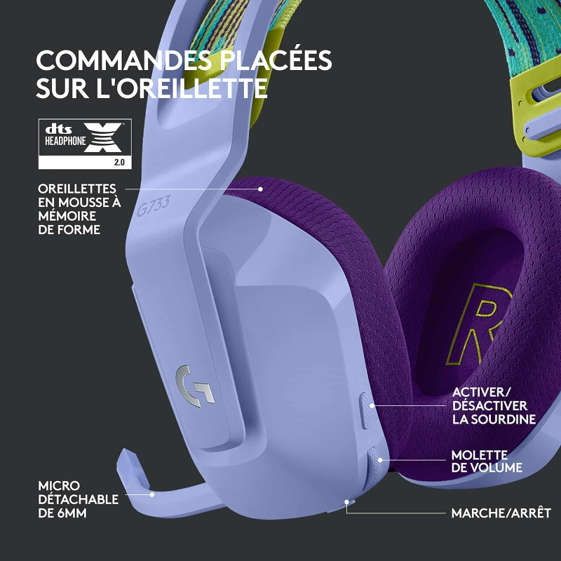 Casque Logitech G733 LIGHTSPEED - LILAC (981-000890) - Linksolutions.ma