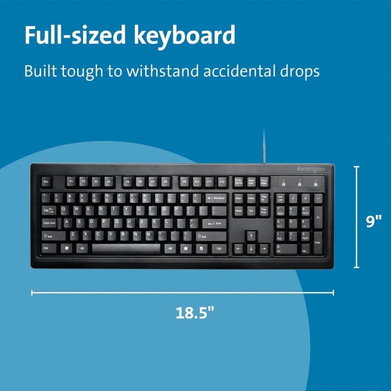 Clavier Kensington filaire ValuKeyboard USB – AZERTY France (1500109FR) - Prix bas Maroc