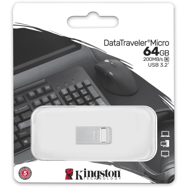Clé USB Kingston DataTraveler Micro 3.1 USB Type-A 3.2 Gen1 64Go (DTMC3G2/64G)
