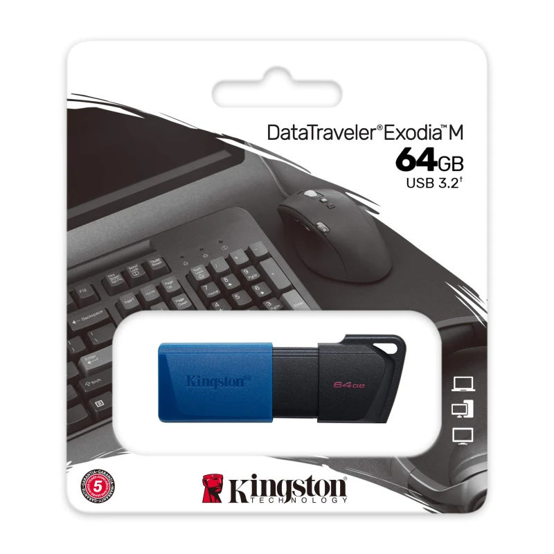 Clé USB Kingston Technology DataTraveler 64GB USB3.2 Gen1 Exodia M Noir/Bleu (DTXM/64G)