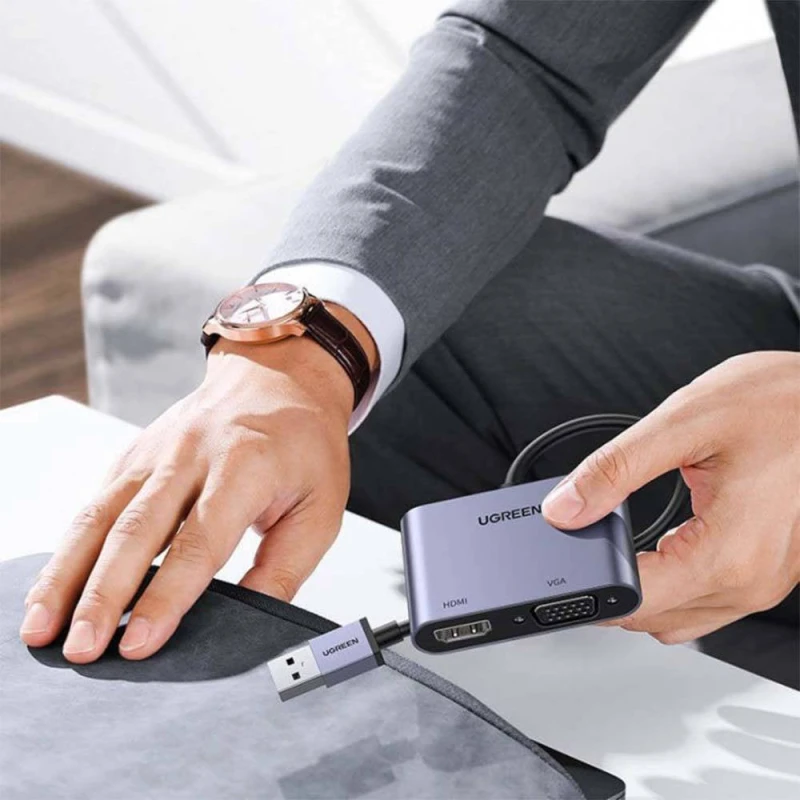 Acheter Adaptateur Ugreen HDMI VGA USB 3.0 – Accessoire PC en ligne sur Linksolutions.ma
