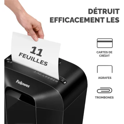Destructeur Fellowes Powershred LX25 – Coupe croisée 6 feuilles – Corbeille 11.5L (4170501) - Prix Maroc