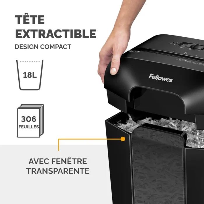 Destructeur Fellowes Powershred LX25 – Coupe croisée 6 feuilles – Corbeille 11.5L (4170501) - Prix Maroc