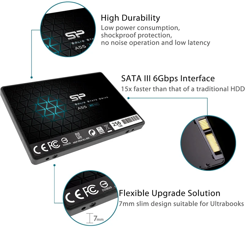 Disque dur interne ssd silicon power 512gb a55 2.5 (SP512GBSS3A55S25) - Linksolutions.ma