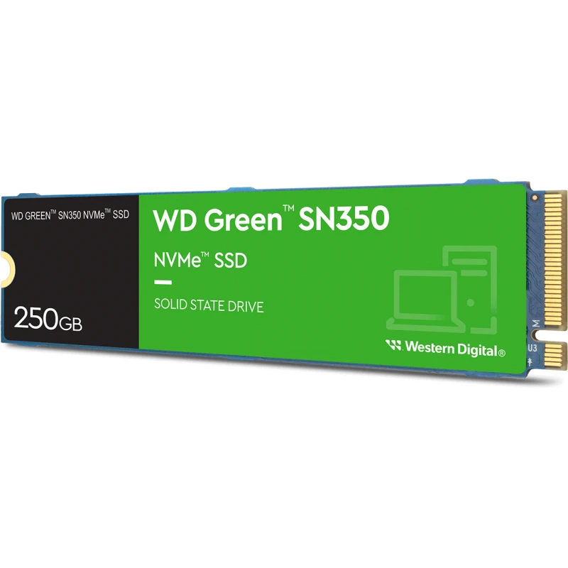 Disque dur WD Green interne SSD SN350 M.2 2280 PCIe Gen3 x4 NVMe 250Go (WDS250G2G0C)