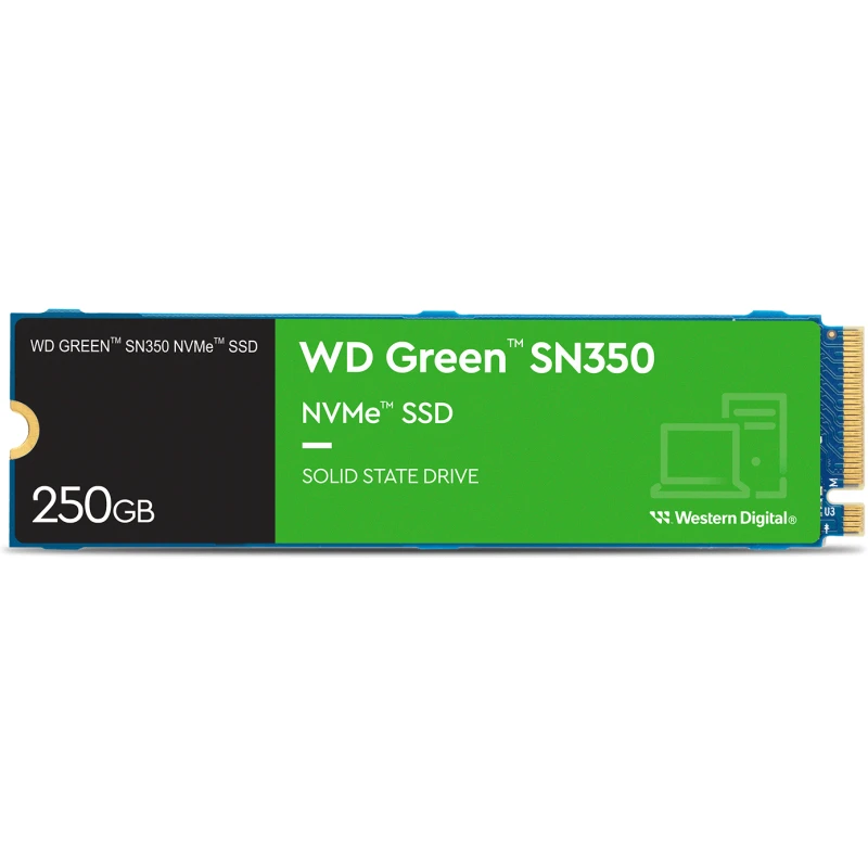 Disque dur WD Green interne SSD SN350 M.2 2280 PCIe Gen3 x4 NVMe 250Go (WDS250G2G0C)