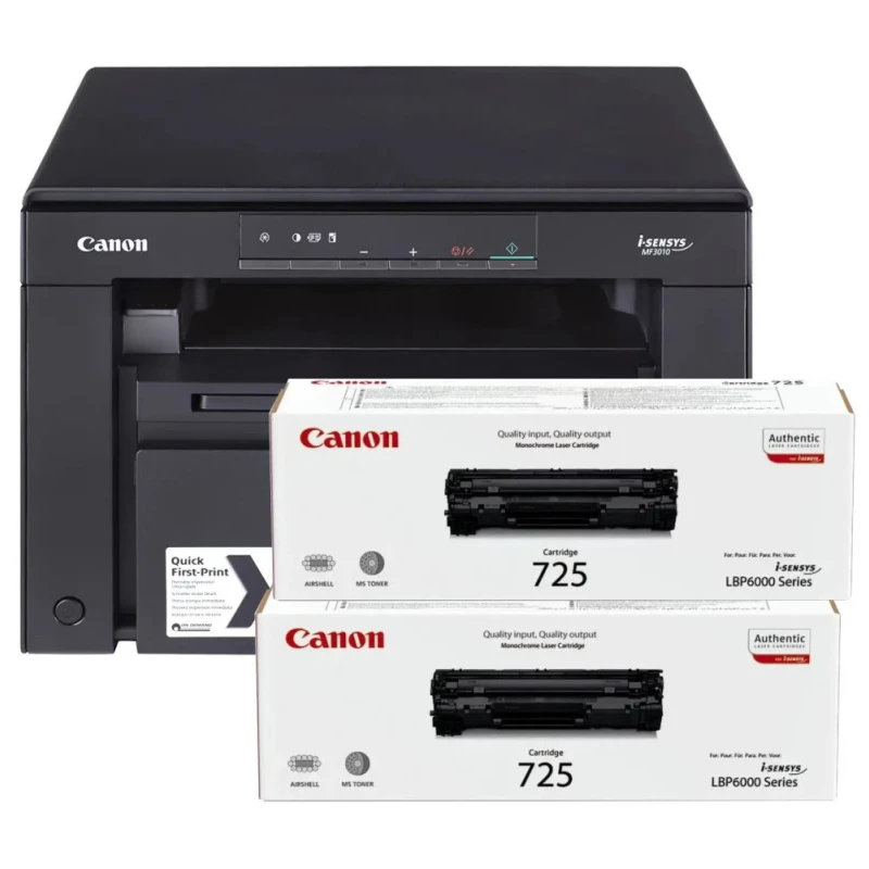 Imprimante Canon A4 Multifonction Laser Monochrome i-SENSYS MF3010 + 2 Toner 725 (5252B034AA)