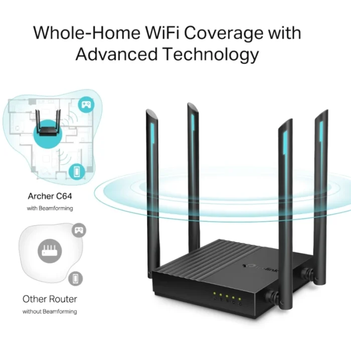 Routeur TP-Link Wi-Fi Archer C64 AC1200 Dual Band 400 Mbps (ARCHERC64) - Prix Maroc