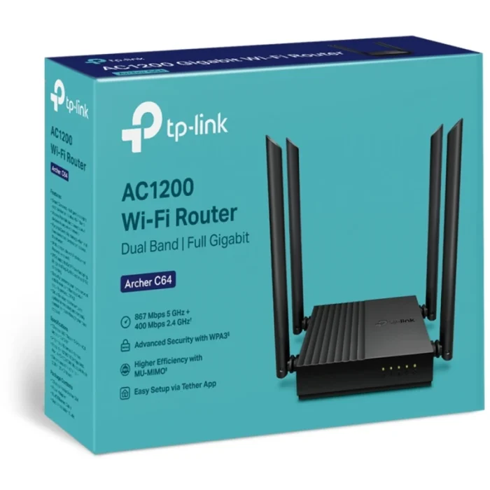 Routeur TP-Link Wi-Fi Archer C64 AC1200 Dual Band 400 Mbps (ARCHERC64) - Prix Maroc