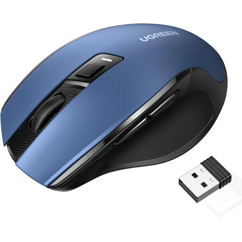 Ugreen 15064 Souris Sans Fil Design Ergonomique 2.4 GHz 15M Bleu