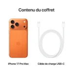 iPhone 17 Pro Max 512Go Orange Cosmique (MFYT4AF/A) - Prix Maroc - LINKSOLUTIONS