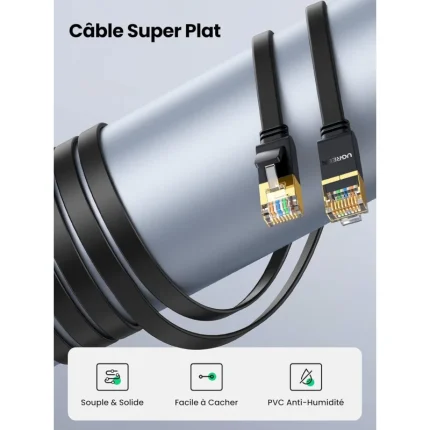 Câble Réseau Ethernet Ugreen CAT7 Plat U/FTP 5M (11263) - Prix moins cher - Linksolutions