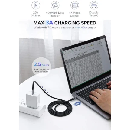 Câble USB-C Ugreen 1.5M USB 3.1 Type-C Mâle vers Mâle (50751) - Prix Maroc - Linksolutions