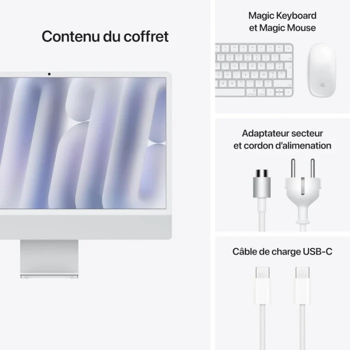 iMac 24 (Puce M4) (16Go/256Go SSD) – macOS (MWUY3FN/A) - Prix Maroc - Linksolutions