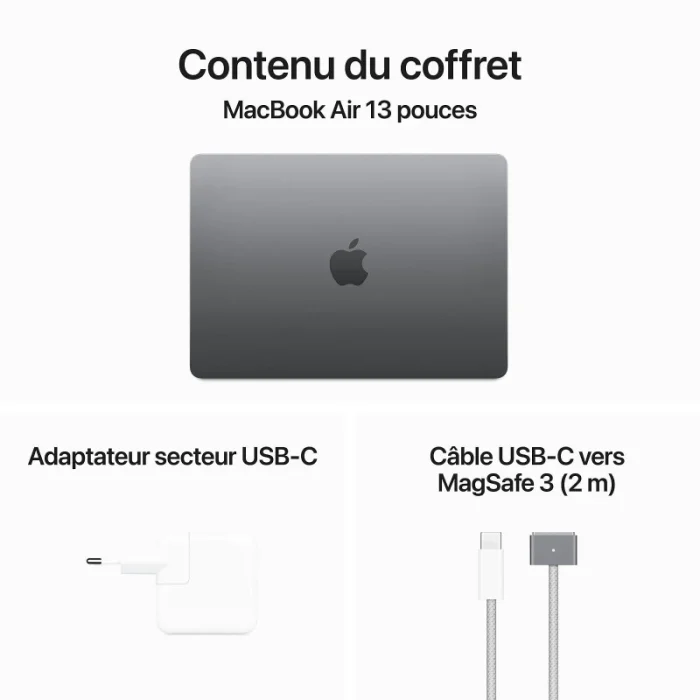 MacBook Air 13 (Puce M3) (16Go/256Go SSD) – Gris Sidéral (MC8G4FN/A) - Prix Maroc - Linksolutions