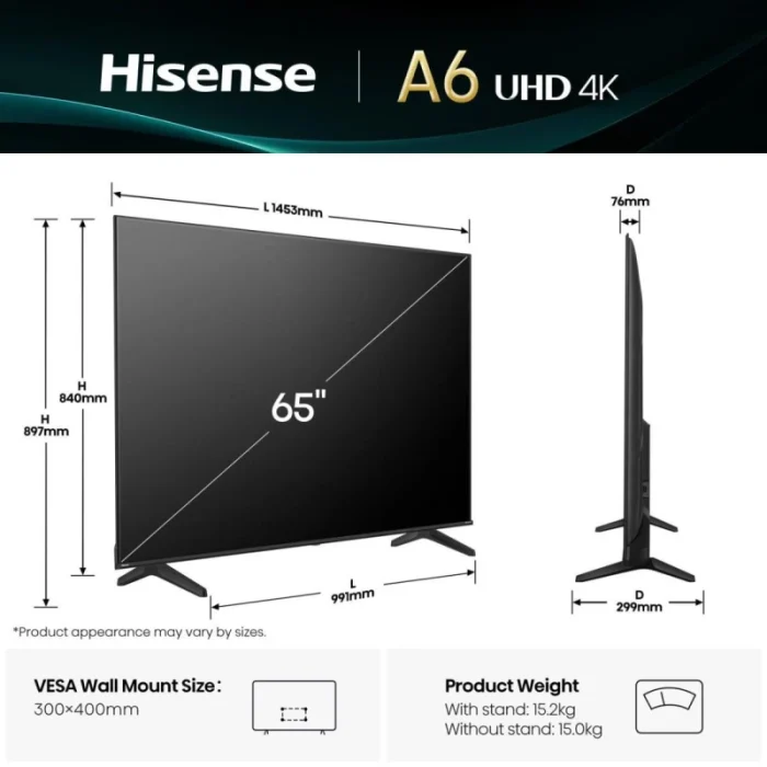 Smart TV Hisense 65 pouces UHD 4K VIDAA (HIS65A6Q) - Prix Maroc - Linksolutions