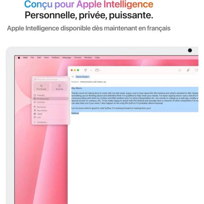 apple imac m4 24″ (2024) 16go 512go rose (mwv53fn/a)