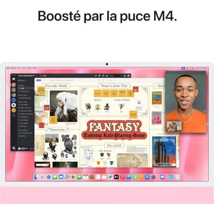 apple imac m4 24″ (2024) 16go 512go rose (mwv53fn/a)