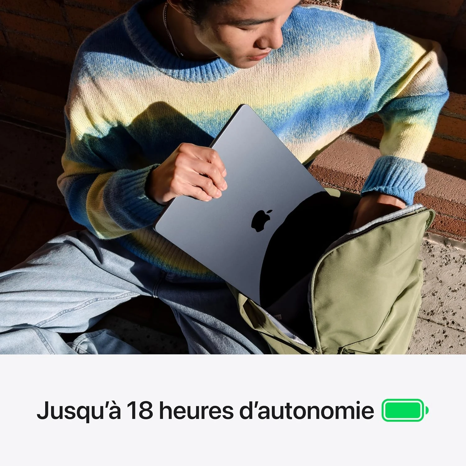 apple macbook air m3 13″ (2024) 16go 256go minuit (mc8k4fn/a)