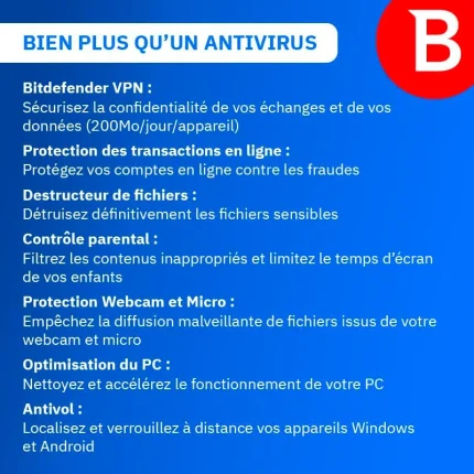 bitdefender total security antivirus 3 appareils 1 an (cr ts 3 12exfr)