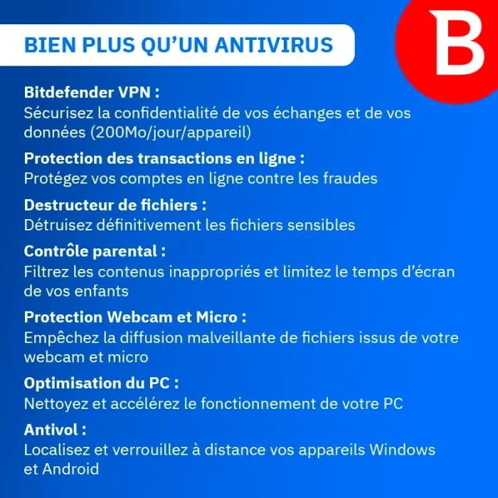bitdefender total security antivirus 3 appareils 1 an (cr ts 3 12exfr)