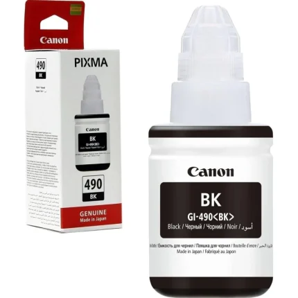 bouteille d’encre canon gi 490 bk noir encre originale (0663c001ac)