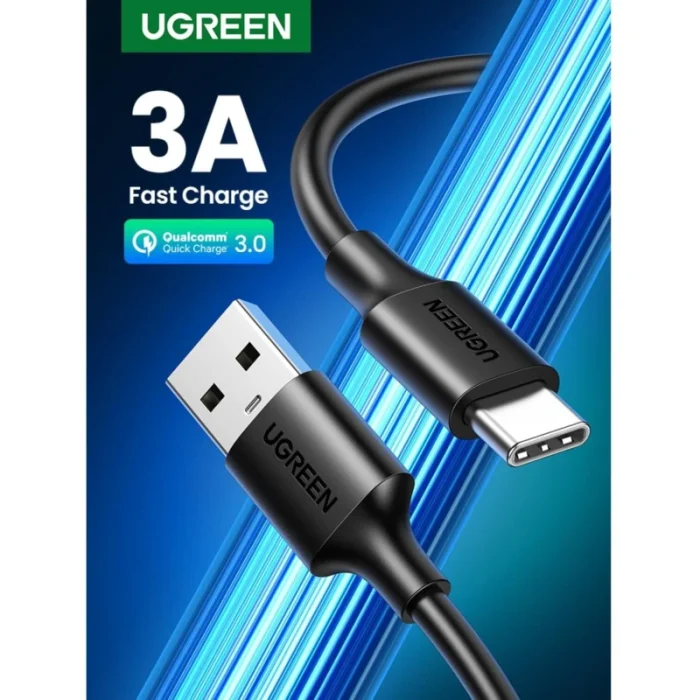 Câble Ugreen USB-A vers USB-C 3A 1m Noir GAINE PLASTIQUE (60116) - Achat Maroc - Linksolutions