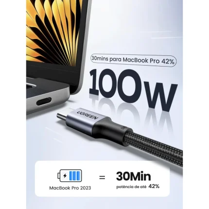 Câble Ugreen USB-C vers USB-C 5A 100W 1m Gris (70427) - Achat Maroc - Linksolutions