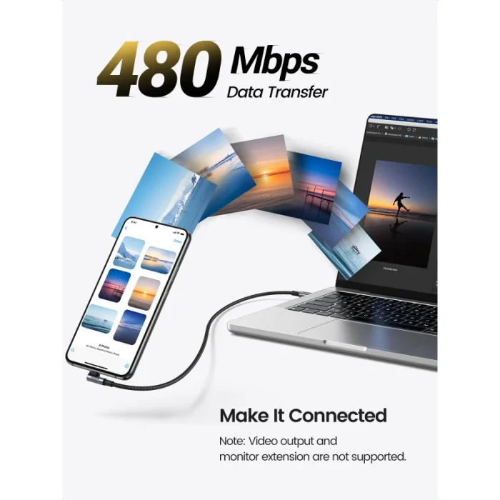 Câble Ugreen USB-C vers USB-C 5A 100W 1m Gris (70643) - Prix moins cher - Linksolutions