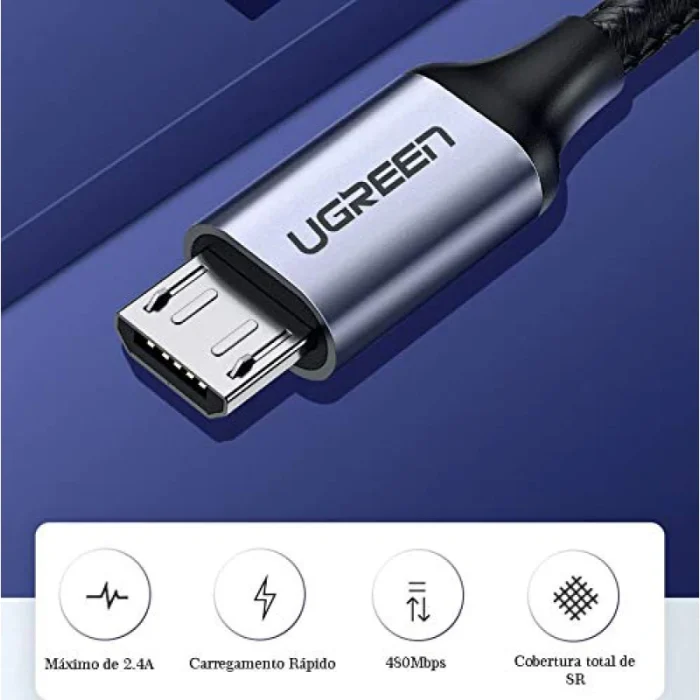 Câble USB Ugreen 18W USB-A vers Micro USB 15M Gris (60147) - Prix Maroc - Linksolutions