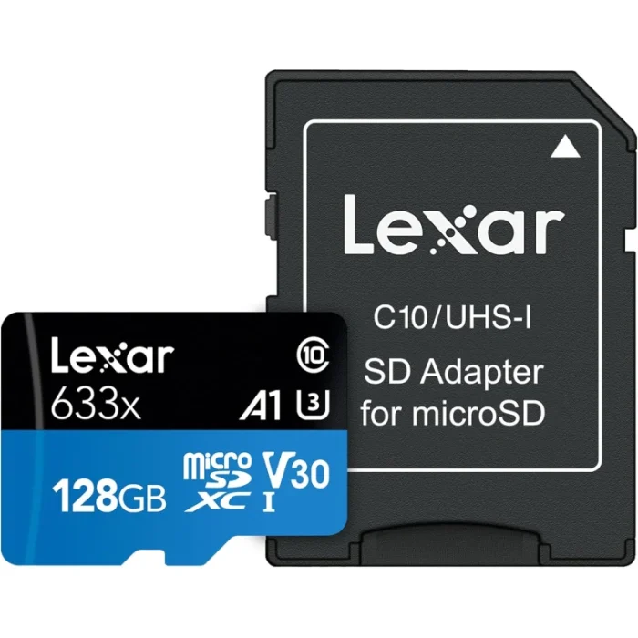 Carte mémoire microSD LEXAR 633X 128GB UHS-I 100MB/s avec adaptateur (LSDMI128BB633A) - Prix Maroc - Linksolutions