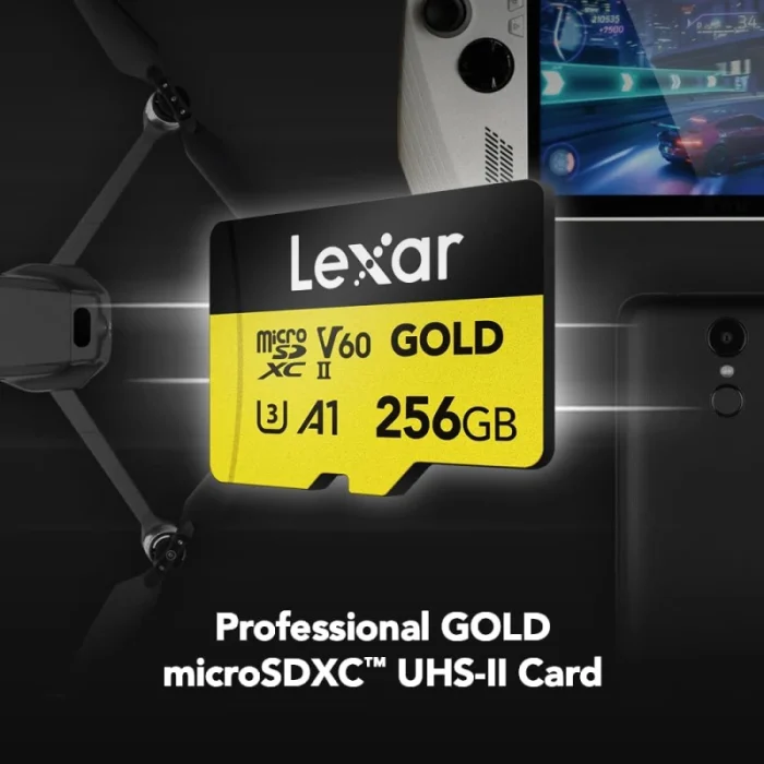Carte mémoire microSD LEXAR Gold 256GB UHS-II 280MB/s 180MB/s (LMSGOLD256G-BNNNG) - Prix moins cher - Linksolutions