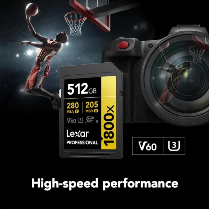 Carte mémoire SD LEXAR 1800X 512GB UHS-II 280MB/s 205MB/s (LSD1800512G-BNNNG) - Achat Maroc - Linksolutions