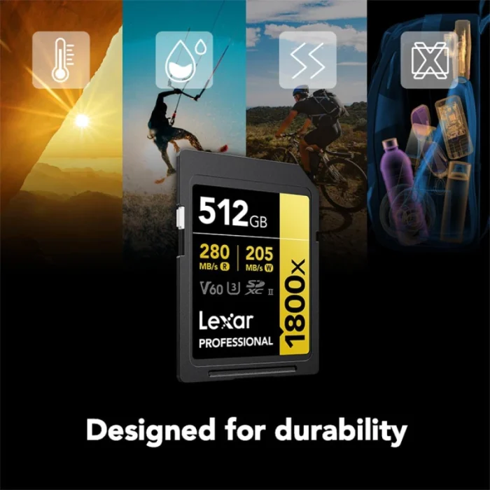 Carte mémoire SD LEXAR 1800X 512GB UHS-II 280MB/s 205MB/s (LSD1800512G-BNNNG) - Achat Maroc - Linksolutions