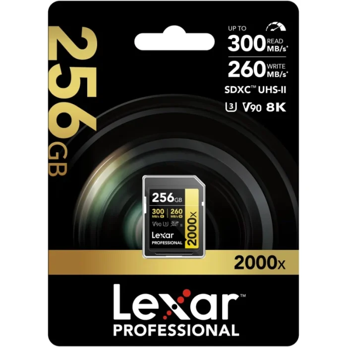 Carte mémoire SD LEXAR 2000X 256GB UHS-II 300MB/s 260MB/s (LSD2000256G-BNNNG) - Prix moins cher - Linksolutions